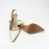 CHRISTIAN DIOR JADIOR SLING BACK CRM PATENT PUMPS