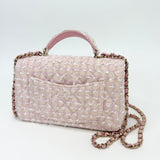 CHANEL PINK TWEED MINI TOP HANDLE BAG