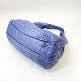 BOTTEGA VENETA BLUE NAPPA INTRECIATTO LEA CAMPANA HOBO BAG