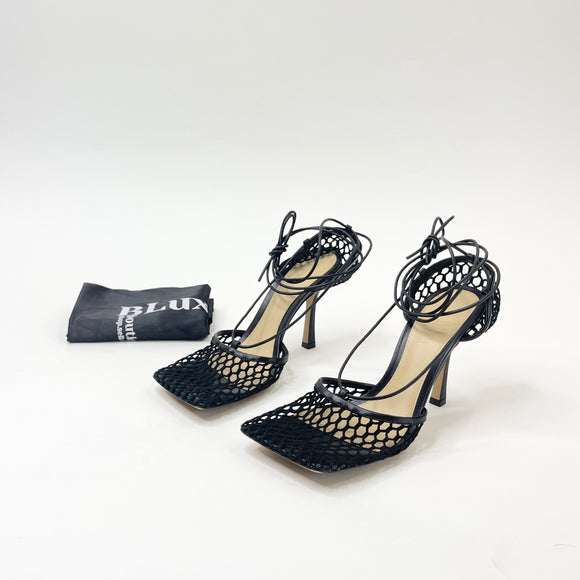 BOTTEGA VENETA BLK MESH LACE SANDALS sz 39