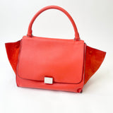 CELINE TRAPEZE RED/ORANGE LEA 2 WAY TOTE