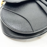 CHRISTIAN DIOR MEDIUM BLK PEBBLED LEA SADDLE W STRAP