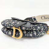 CHRISTIAN DIOR BLUE OBLIQUE JACQUARD MINI SADDLE + GUITAR STRAP - BLuxe Boutique