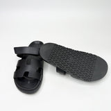 HERMES CHYPRE SANDAL IN BLK LEA CALFSKN LEA sz 38