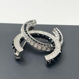 CHANEL BLK CRYSTAL BROOCH