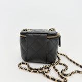 CHANEL MINI SQUARE VANITY CROSSBODY IN BLK CAVIAR LEA & LIGHT GHW