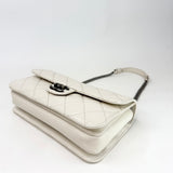 CHANEL PERFECT EDGE FLAP BAG IN AGED WHITE CALFSKIN LEA & RUTHENIUM HW