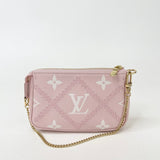 LOUIS VUITTON LIMITED EDITION PINK EMPREINTE LEA STITCH MINI POCHETTE ACCESSORIES
