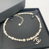 CHANEL PEARL & CRYSTAL PENDANT & STAR CHOKER NECKLACE