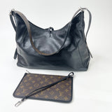 LOUIS VUITTON CARRYALL VIBE MM IN BLK LMSKIN LEA & SHW + POUCH