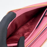PRADA PINK SAFFIANO LEA LARGE ZIP WALLET