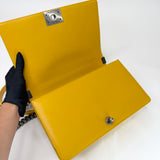 CHANEL MEDIUM BOY BAG IN YELLOW QUILTED LAMBSKIN & RUTHENIUM HW