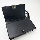 CHANEL LARGE BLK CHEVRON LMSKN LEATHER W RUTHENIUM HW BOY