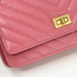 CHANEL REISSUE WOC IN PINK LAMB CRINKLE LEA & BRUSHED GHW
