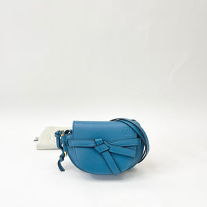LOEWE MINI GATE IN BLUE LEA & GHW CROSSBODY 