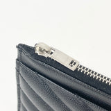SAINT LAURENT TOP ZIP BILL POUCH/ CLUTCH IN BLK MATELASSE LEA & SHW
