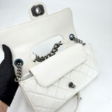 CHANEL PERFECT EDGE FLAP BAG IN AGED WHITE CALFSKIN LEA & RUTHENIUM HW