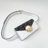 FENDI ZUCCA & WHT LEA MINI BELT POUCH & CROSSBODY