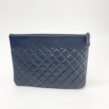 PRE LOVED CHANEL MADEMOISELLE NAVY LEA & GHW O CASE/ CLUTCH