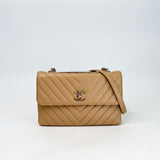 CHANEL TRENDY CC FLAP IN CAMEL CHEVRON QUILTED LAMBSKN LEA & GHW - BLuxe Boutique