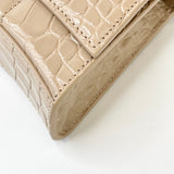 BALENCIAGA BEIGE CROC EMBOSSED LEA HOURGLASS WOC