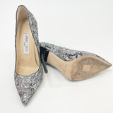 JIMMY CHOO ANOUK SILVER & PINK GLITTER PUMPS sz 36.5