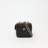 CHANEL MINI SQUARE VANITY CROSSBODY IN BLK CAVIAR LEA & LIGHT GHW