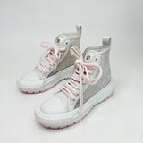 LOUIS VUITTON SQUAD PEARL PINK IRRIDESCENT MONO SNEAKERS sz 38