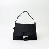 FENDI BLK ZUCCHINO MAMA BAGUETTE FLAP SHOULDER BAG - BLuxe Boutique