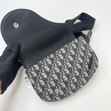 CHRISTIAN DIOR SADDLE OBLIQUE CANVAS & BLK LEA CROSSBODY BAG