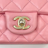 PRE LOVED CHANEL CLASSIC MINI SQUARE IN PINK LMBSKIN & AGED GHW