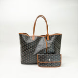 GOYARD ST LOUIS PM BLK COATED CANVAS TOTE + POUCH - BLuxe Boutique