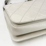 CHANEL PERFECT EDGE FLAP BAG IN AGED WHITE CALFSKIN LEA & RUTHENIUM HW