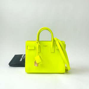 SAINT LAURENT SAC DE JOUR NANO IN NEON YELLOW SMOOTH LEA & ROSE GOLD HW