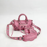 BALENCIAGA MINI CITY PINK DISTRESSED LEA CROSSBODY