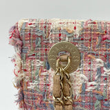 CHANEL VERTICAL LOCK FLAP IN PINK TWEED & MATTE GHW