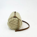 SAINT LAURENT SADE MINI TUBE IN BEIGE SHEARLING & GHW