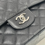 CHANEL BLK CAVIAR LEA LARGE DOUBLE FLAP SHW