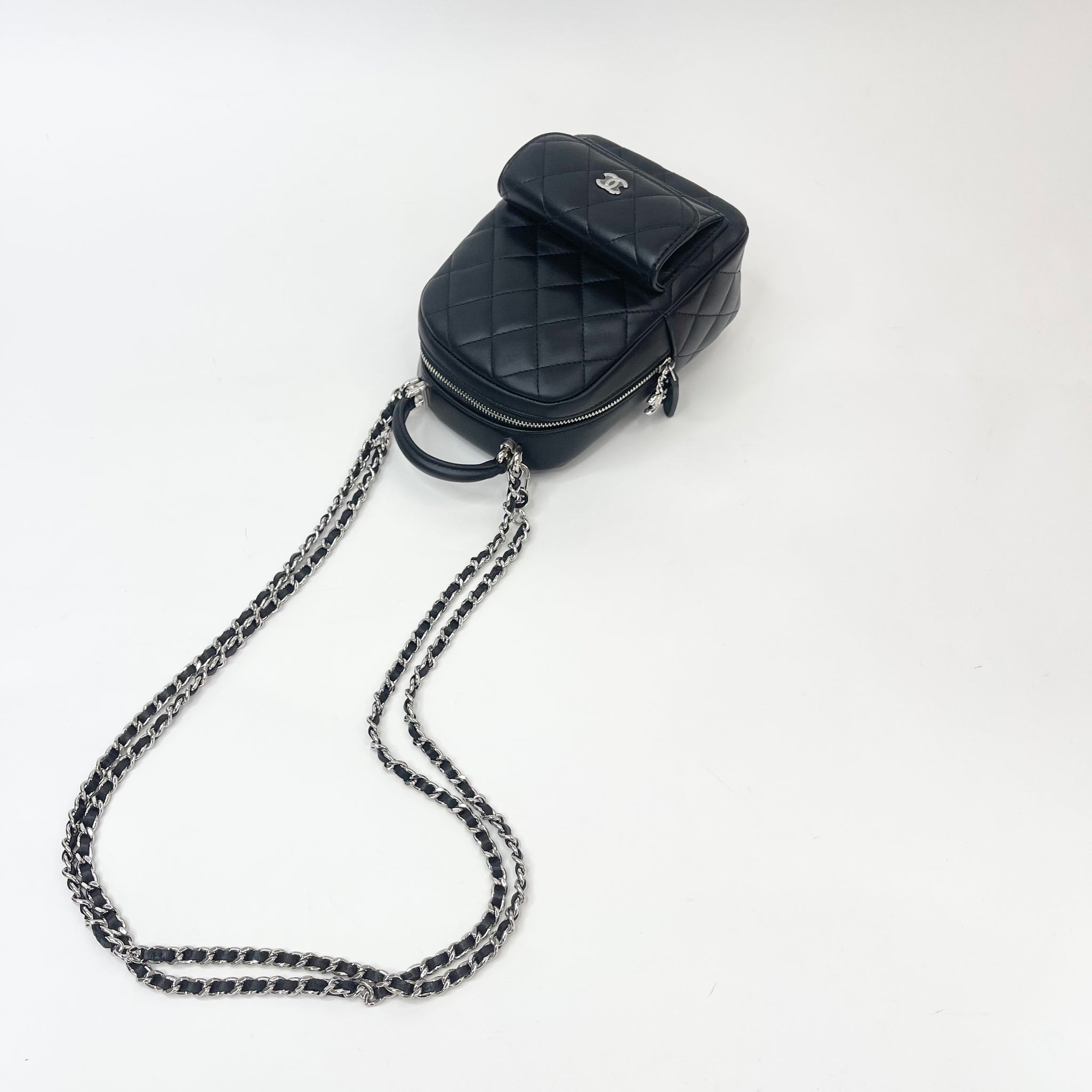 chanel classic mini backpack CHANEL CLASSIC MINI BACKPACK IN BLK LAMBSKIN & SHW – BLuxe Boutique