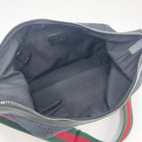 GUCCI BLK CANVAS & WEB STRAP SADDLE CROSSBODY 
