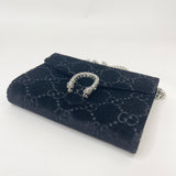 GUCCI DIONYSUS BLK VELVET & CRYSTAL CHAIN WALLET/ CROSSBODY