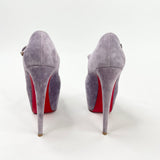 CHRISTIAN LOUBOUTIN LADY HIGHNESS PURPLE SUEDE PEEP TOE PUMPS sz 35