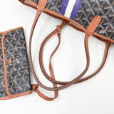 GOYARD ST LOUIS PM BLK COATED CANVAS TOTE + POUCH