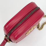 GUCCI GG MARMONT MINI RED LEATHER CROSSBODY