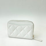CHANEL CLASSIC ZIP COIN/ CARD CASE IN WHT CAV LEA & GHW