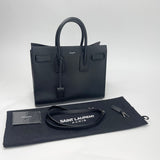 SAINT LAURENT BLK PEBBLED LEATHER SAC DE JOUR 2 WAY TOTE