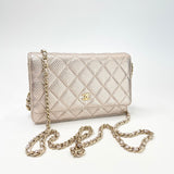 CHANEL CHAMPAGNE IRIDESCENT PERFORATED LEA CLASSIC WOC W GHW