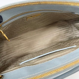 PRADA DOUBLE ZIP GALLERIA TOTE IN LT BLUE SAFFIANO LEA & GHW