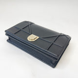 CHRISTIAN DIOR DIORAMA BLK CLFSKN LEA & GHW WALLET ON CHAIN