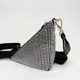 PRADA TRIANGLE CROSSBODY IN CRYSTAL & BLK SATIN